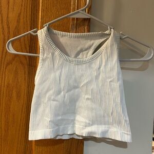 Mona B White Ribbed Crop Top